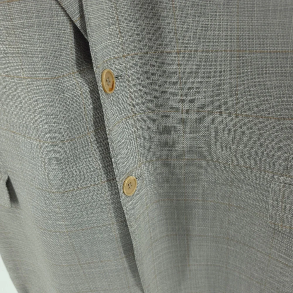 Zanella Mens Sport Coat Loro Piana Wool Grey Plaid 46R Made in Italy 2 Button